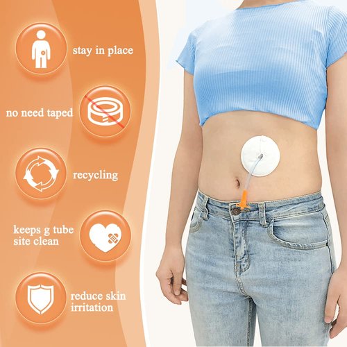 KAVIL Feeding Tube Pad G Tubes Button Pads Holder Covers Peg Tube Supplies Catheter Support Peritoneal Abdominal Dialysis Extra Soft And Absorbent Pads (12 Pack)