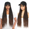 Yunkang Braided Baseball Cap Wig Box Braid with Hat Cap Wig with 24inch Long Synthetic Braiding Hair Attached for Women Ombre Color (B-T30)