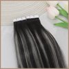 Ve Sunny Tape in Hair Extensions 24inch Balayage Hair Tape in Extensions Black Ombre Grey Invisible Tape in Hair Extensions Real Human Hair Balayage Natural Black Mix Silver Grey 25g 10pcs