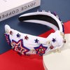 4th of July Headbands for Women, 4th of July Accessories, American Flag Patriotic Headbands, Rhinestone Pearl Knotted Headbands Beads Embellished Jeweled Headbands Holiday Gifts (Star D-White)