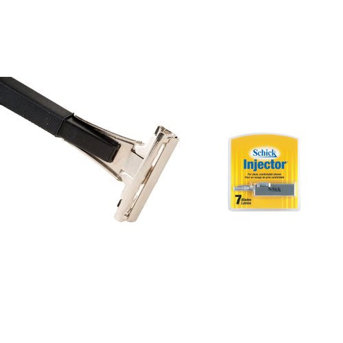 Shave Classic Single Edge Razor Handle and 1 Ct. Injector Blade + Pack of 7 Ct. Schick Injector Refill Blade ! Razor Compatible with Schick Injector Razor Blades !