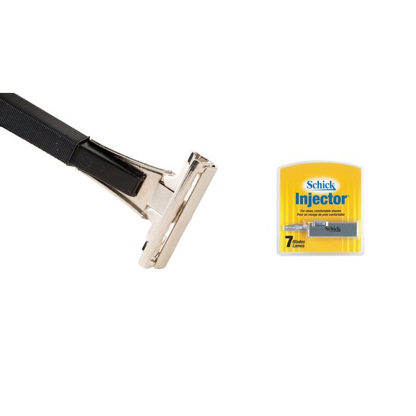 Shave Classic Single Edge Razor Handle and 1 Ct. Injector Blade + Pack of 7 Ct. Schick Injector Refill Blade ! Razor Compatible with Schick Injector Razor Blades !