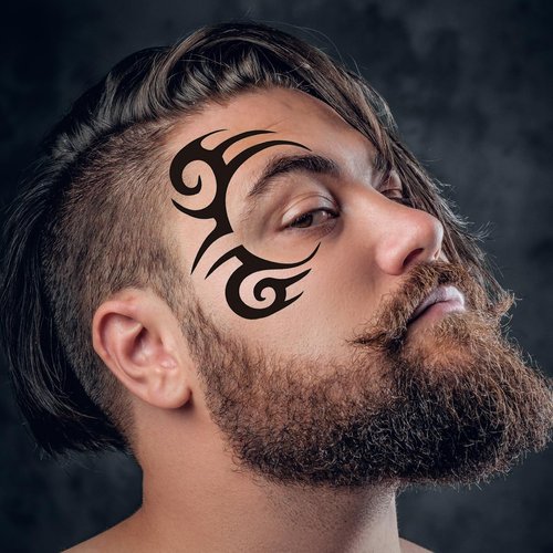 10-Pack Tribal Face Tattoo Temporary Stickers for Halloween, 3.7 x 3.7 Inch Black Tribal Temporary Tattoos for Men, Women and Kids