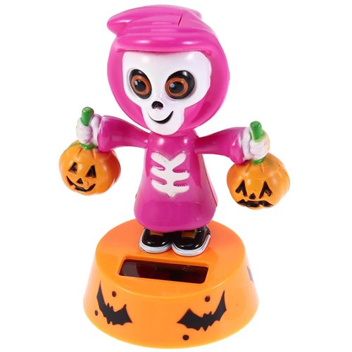 VILLCASE Halloween Solar Dancing Bobble Skeleton Shaking Head, Bobble Head Figures, Car Dashboard Ornament Novelty Ghost Swing for Halloween Decorations Party Favors Home Office Car