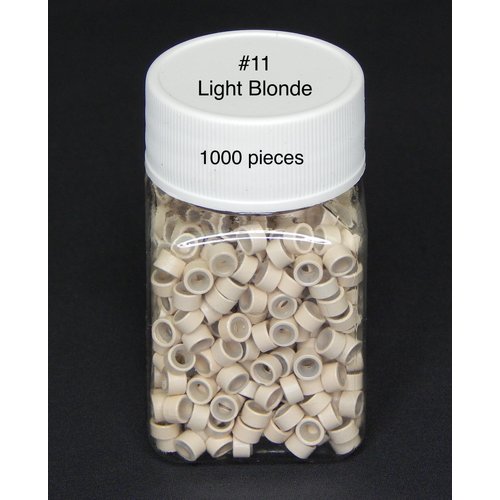 1000 Silicone Micro Link Rings 5mm Lined Beads for Hair Extensions Tool Light Blonde