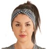 CHARM Boho Twist Turban Headband - Stretchy Cotton Hair Wrap Hairband for Women Gray
