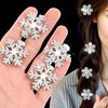 TIESOME Sparkly Rhinestone Snowflake Hair Clip, 8 PCS Silver Christmas Mini Pearl Hairpins Cute Metal Alligator Clips Elegant Shinny Hair Accessories for Women Princess Long Thick Hair