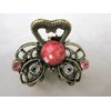 Generic Jeweled antique bronze hair claw clip with crystals Set: A (Primary color: Pink), 1 Count (Pack of 1)