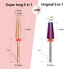 MelodySusie Super Long 5 in 1 Nail Drill Bits, 3/32'' Carbide Tungsten Bits, Suitable for Manicure Pedicure Cuticle Gel Polishing, Professional Advanced Bits, Rose Gold, Series Bit-X, Medium