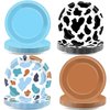 CHUNNIN 48Pcs Western Cowboy Party Paper Plates 7” Toy Blue Brown Cartoon Story Party Supplies Cow Print Disposable Dinner Plate for Western Theme Farm Birthday Baby Shower Farmhouse Party Decorations