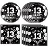 13th Birthday Party Supplies Black Themed 13th Disposable Tableware Decorations Plates Napkins Set for Kids Boys Teenager Favors