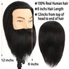 Male Mannequin Head with Beard 100% Human Hair Haircut Manikin Head for Cosmetology Straight Thick Hair Doll Head with Human Hair with Stand Practice Cutting Styling