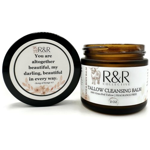Tallow Cleansing Balm- All Natural Make-Up Remover OIl Based Cleanser. 100% Grass Fed Beef Tallow for Skin Care- - 2 FL. oz