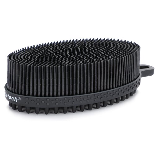 FREATECH Silicone Body Scrubber, Dual-Sided Bath Shower Body Cleansing Brush, Gently Exfoliate & Massage the Skin, Easy to Clean, More Hygienic and Long-Lasting Than Loofah, Black