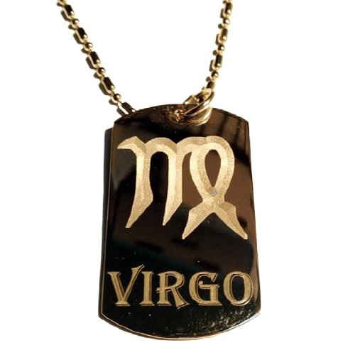 Celtic Zodiac Signs Sign Virgo Symbol - Military Dog Tag, Luggage Tag Key Chain Metal Chain Necklace