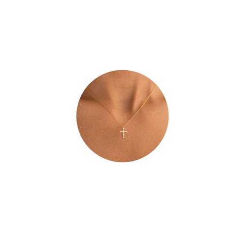 Tewiky Cross Necklace for Women, Dainty Simple 14k Gold Plated Cross Pendant Cute Necklaces for Teen Girls Gold Jewelry
