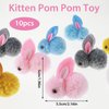 Amaxiu 10Pcs Cat Plush Toy Balls, Cute Bunny Shape Kitten Pompom Soft Kittens 5.5cm/2.16in Puff Ball Indoor Fun Colorful Cat Ball Toy Cat Pom Pom Balls for Pet