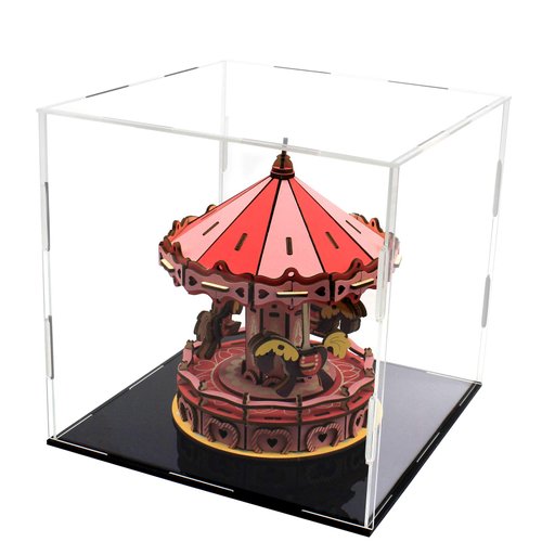 Abwuulq-Transparent Acrylic Display case,Protective Display Box for Toy Dolls , dust-Proof Box，Convenient Buckle Rubber Ring Fixing Design (8x8x8inch;20x20x20cm)