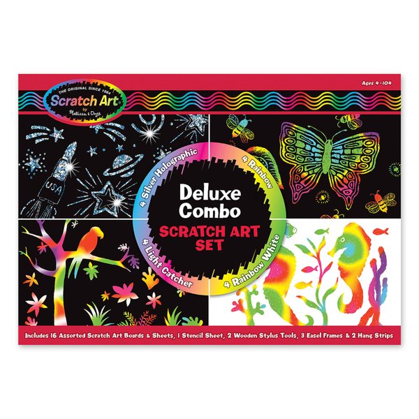 Melissa & Doug Deluxe Combo Scratch Art Set: 16 Boards, 2 Stylus Tools, 3 Frames - FSC Certified