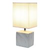 Simple Designs LT2071-WOW White Gray Petite Marbled Ceramic Bedside Mini Table Lamp with White Fabric Shade