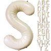 Cream White Letter S Balloons, 40 Inch Giant Letter Balloons S Foil Mylar Helium White Letter Balloons for Birthday Party Supplies Anniversary Event Celebration Decorations Alphabet White S