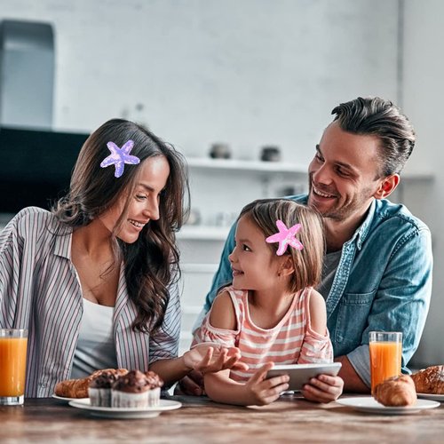 Kistreao 4Pcs Starfish Hair Clips Glitter Sea Star Hair Pins Sequins Hair Barrettes Mermaid Hair Accessories for Women Girls Birthday Wedding Celebration Party Supplies(Light Purple)