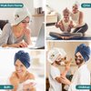 JEFFSUN Microfiber Hair Drying Towel for Women Girls, Super Absorbent Quick Dry Towel Wrap for Curly Long Thick Frizzy Wet Hair, Easy to Use Hold Hair Turban (Blue-Universe)