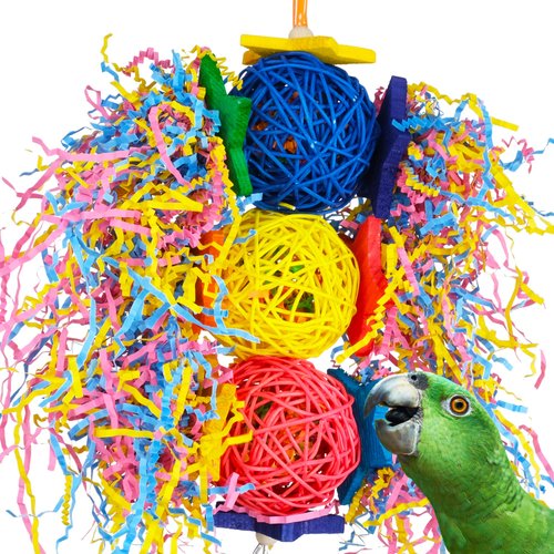 Bonka Bird Toys 1854 Tri Foraging Star 13" x 8", Parrot Preening Plucking Cage Toy, Ringnecks, Conures, Quakers, Pionus, and Similar