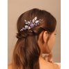 Teyglen Silver Leaf Headpiece Bridal Purple Crystal Hair Comb Amethyst Rhinestone Wedding Hair Comb Simple Hair Piece Hair Accessories for Women