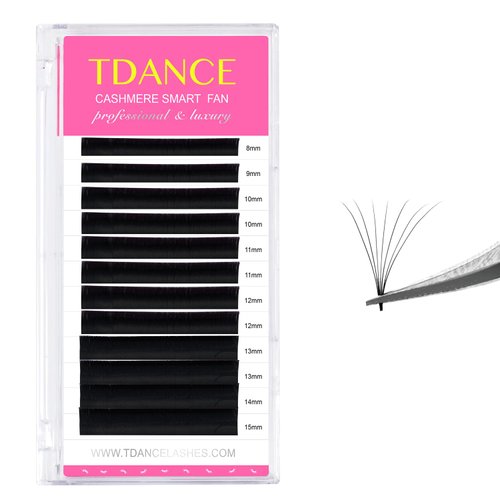 TDANCE Cashmere Easy Fan Lash Extensions 0.07mm CC Curl Self Fanning Volume Lash Extensions 8-15mm Matte Black Mega Volume Lash Extensions(0.07-CC,8-15mm)