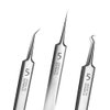 Professional Facial Blackhead Remover Tweezers,3Pcs Precision Pimple Popper Tool Kit for Whitehead Ance Blemishs Comedones Stainless Steel Makeup Tool - Matte