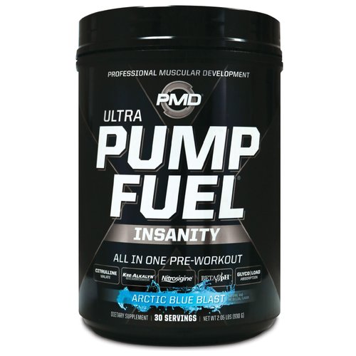 PMD Sports Ultra Pump Fuel Insanity - Pre Workout Drink Mix for Energy, Strength, Endurance, Recovery - Complex Carbohydrates and Amino Energy - Arctic Blue Blast (30 Servings)
