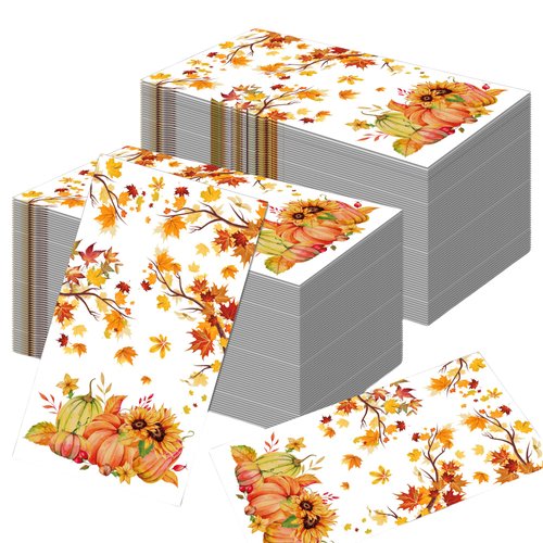 Thanksgiving Napkins Fall Napkins,Paper Napkins Decorative Pumpkin Napkins Maple Leaf Napkins for Autumn Thanksgiving Party Supplies Home Kitchen Bathroom Party Decoupage Napkins