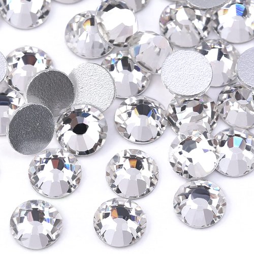 Towenm 1000 Pieces Glass Flatback Rhinestones, SS16 4mm Flat Back Crystals for Craft Clothes Nail Face Art, Non Hotfix Flatback Crystal Rhinestone Gemstones (Crystal Clear/White)