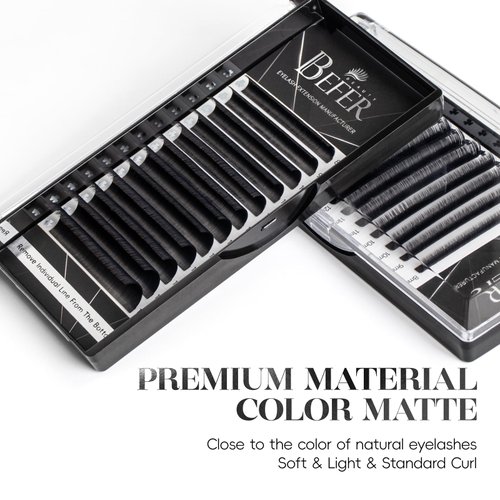 Befer Beauty Volume Lash Extensions 0.05D,Blooming Eyelash Extension Mix-8-15mm, Easy Fan Volume Lashes Fluffy Soft, D Curl Matte Black Self Fanning Lash Extension Professional Eyelash Extensions