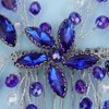 Teyglen Flower Wedding Hair Comb Bridal Blue Rhinestone Hair Comb Headband Wedding Hair Accessories Flower Headpiece Bridal Crystal Hair Piece for Women Girls