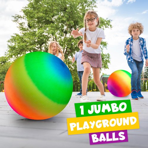 18 Inch Rainbow Ball Playground Balls For Kids (pack Of 1) Jumbo Size Rainbow Inflatable Big Bouncy Balls For Kids For Kickballs & For Park, Giant Ball For Indoor And Outdoor Games With Hand Pump