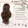 Mayoud Layered Wig With Curtain Bangs For Women Dark Brown Long Multi-Layered Wig Straight Wavy Hair Wig Natural Looking Synthetic Heat Resistant Wigs for Daily Party Use (26Inch, Dark Brown#)