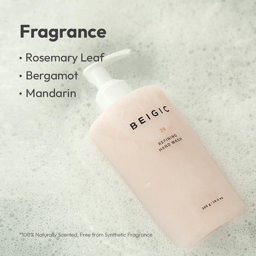 BEIGIC Refining Hand Wash | Vegan Hand Soap Foam w/Walnut Shell Powder, Soapbark Extract & Lavender Oil | Exfoliating Hand Soap Liquid | Gentle Hand Soap for Sensitive Skin (10.6 oz)