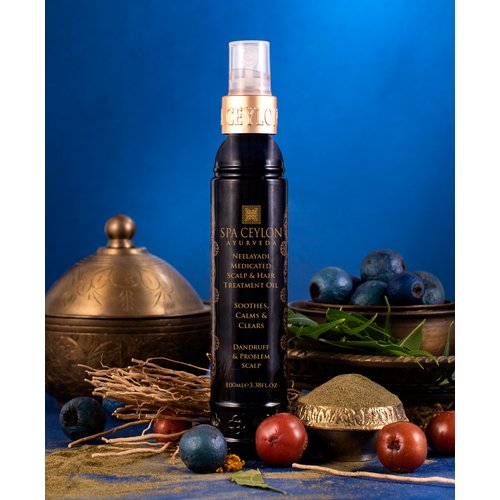 SPA CEYLON Neelyadi Medicated Scalp & Hair Treatment Oil | For Dandruff and Problem Scalp | Ayurvedic Ingredients