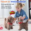 Walking Barking Dog Toy Singing Puppy Set, Repeat What You Say Teddy with Control Leash Electronic Dog, Touch or Voice Control Realistic Robot Musical Dancing Animated Plush Pet for Toddler