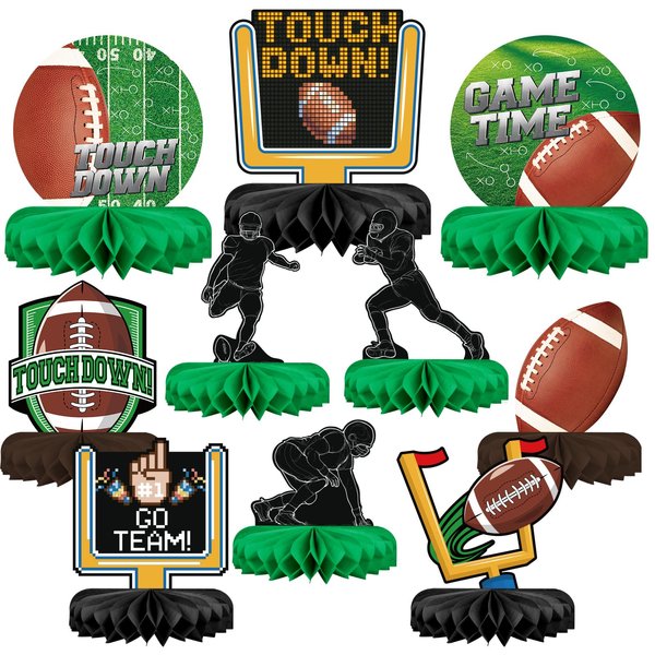 10PCS Football Party Decorations Football Table Centerpiece Football Honeycomb Centerpieces Table Toppers for Football Birthday Party Football Game