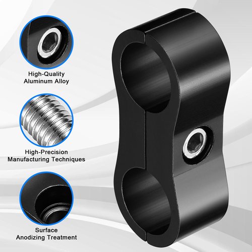 -6AN Hose Separator Clamp - Fuel line Mounting Clamps,Aluminum Hose Fitting Adapter, Great for 3/8 Fuel Hose, Oil Line, Brake Line, Water Pipe and Gas Line,4Pcs/Pack,Black