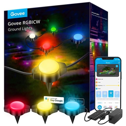 Govee Outdoor Ground Lights, Halloween Decorations, IP67 Low Voltage Pathway Lights 36ft, RGBIC with Warm White, 15 Pack, App Control Walkway Lights with 43 Scene Modes, Sync with Music, 80 LM