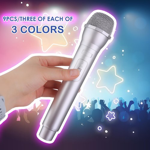 Mkhaslri 6 Pack Microphone Prop Play Plastic Toy Microphone Fake Microphone Simulate Speech Practice Plastic Microphone Fake Mic for Christmas Karaoke Fun Stage Costume Prop Birthday Party, 3 Color