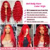 Red Lace Front Wigs Human Hair Pre Plucked Hot Red Wig Human Hair 13x4 HD Transparent Body Wave Lace Front Wigs Human Hair Colored 180% Density Red HD Lace Front Wigs Human Hair Red Frontal Wigs