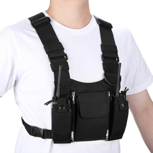 abcGoodefg Radio Chest Harness Chest Front Pack Pouch Holster Vest Rig for Two Way Radio Walkie Talkie(Rescue Essentials) (Black)