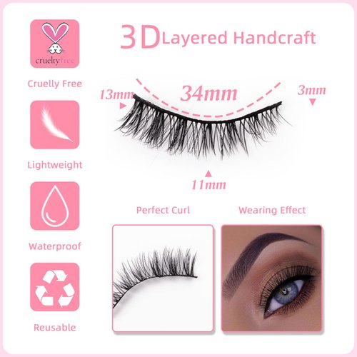 SQYlashes False Eyelashes Short Natural Cat Eye Lashes Wispy - Mixed 2 Styles, 14 Pairs, MG06