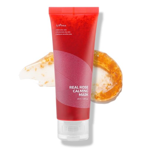 ISNTREE Real Rose Calming Face Mask 3.38 fl. oz. | Moisturizing Nourishing & Soothing 60% Damask Rose Water, Amino Acids Complex Hyaluronic Acid | Remove Dead Skin Cells Pore Build-ups | Korean Skin C