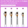 Shine Chance 4Pcs Acrylic Nail Brushes Set, Kolinsky Acrylic Nail Art Brush, Art Design & Polish Mistake Cleaning Manicure Tools for Women Acrylic Application (Size 6 8 12 14)
